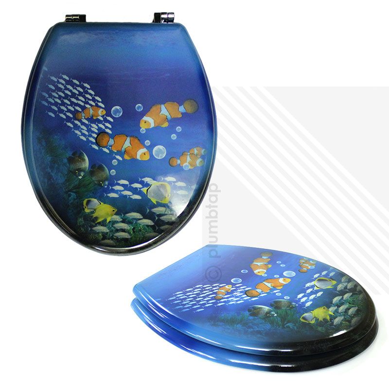 MDF Pattern Print Novelty Themed Toilet Seat Chrome Metal Bottom Fixing